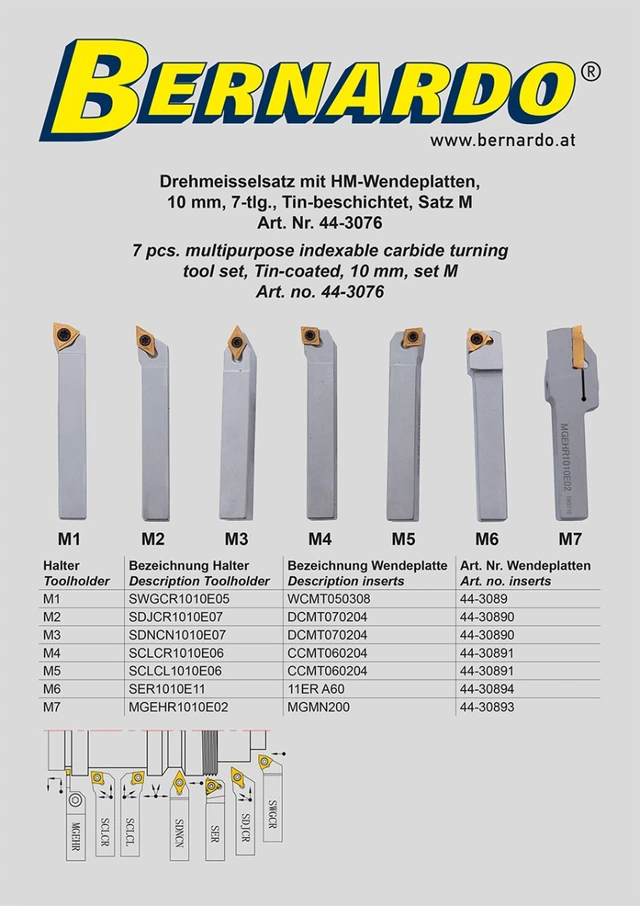 Stålholdersett 10x10mm 7 stk Bernardo 
