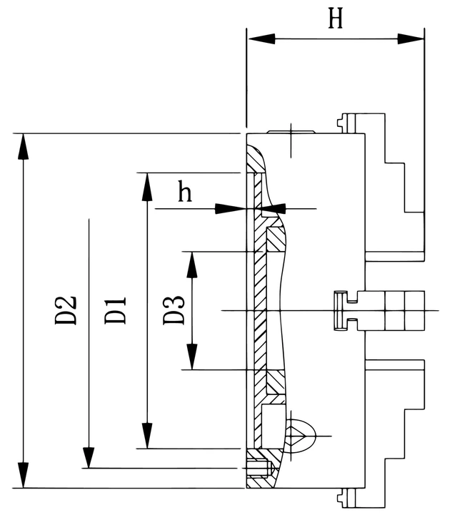 DIN 6350, DK12-100, 3-bakkechuck Bernardo 