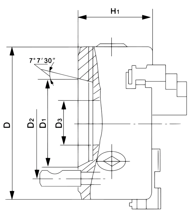 4-bakkechuck DIN 55029, DK12-160/D4 Bernardo 