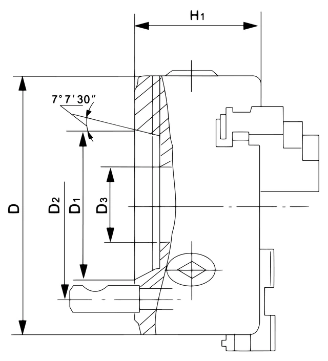 3-bakkechuck DIN 55029, DK11-250/D8 Bernardo 