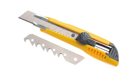 Brytebladkniv 18 mm, 2 blader 1 rett og 1 krokblad, skruelås, Jouanel