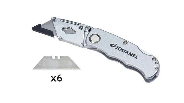 Sammenleggbar kniv for 19 mm blader Levert med 6 trapesblader, Jouanel 