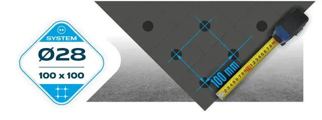 GPPH PRO 1200x1000 mm Ø28 mm 100x100 På føtter 