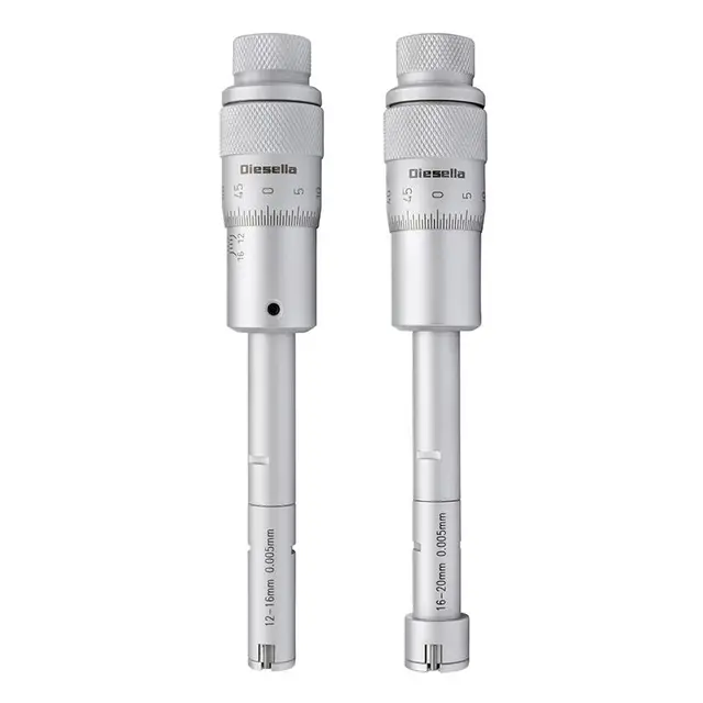3-punkt mikrometer sett 12-20mm Med Forlengelser og innstillingsring 