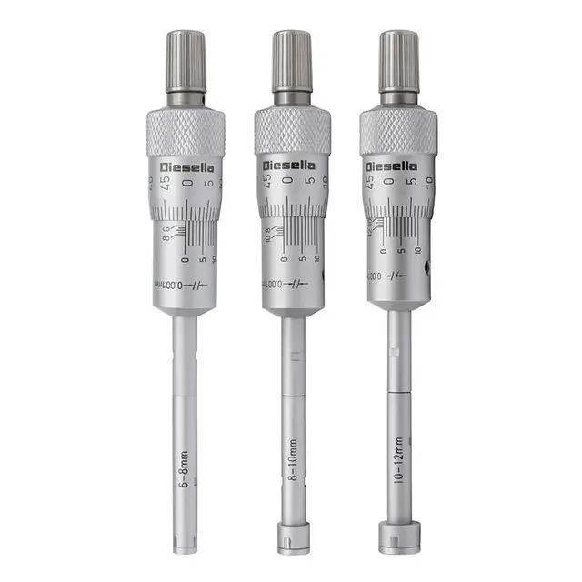 3-punkt mikrometer sett 6-12mm Med Forlengelser og innstillingsring 