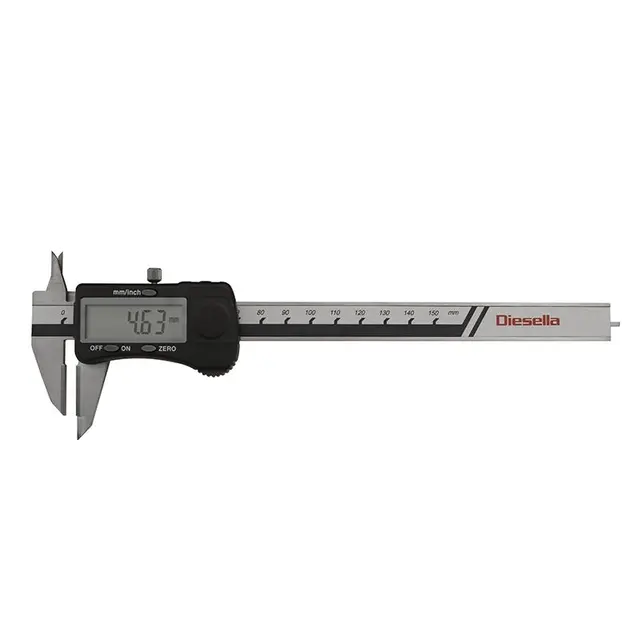 Digital risseskyvelære 0-150x0,01 mm Med karbid-kjeft, Diesella 