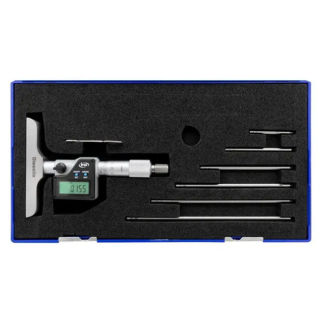 Digitalt dybdemikrometer Inkl. 6 stk. Forlengelse, Diesella 