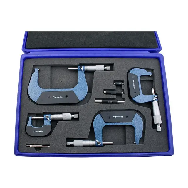 Mikrometer sett 0-100x0,01 mm (4 stk.) Utvendig, Diesella 