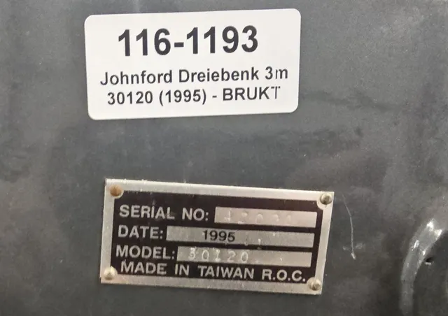 Brukt 3m dreiebenk 30120 Johnford - 1995 Brukt 