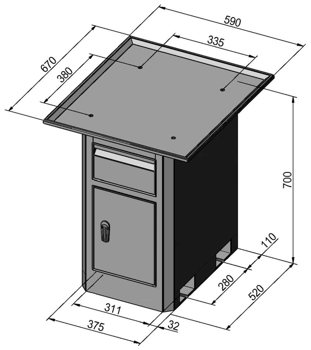BF 5 Deluxe Stand / bord med sponbrett Bernardo 