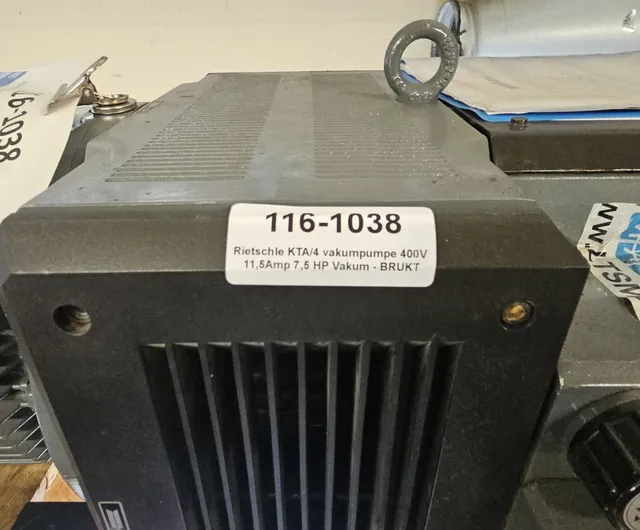 Rietschle KTA/4 Vakuumpumpe brukt 400 V 11,5 A, 7,5 HP Vakuum +0,5/-0,5 bar 