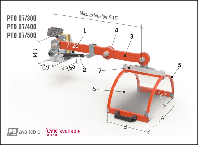 PTO 07/300 Sikkerhetsdeksel  Tecno Più Til dreiebenk 
